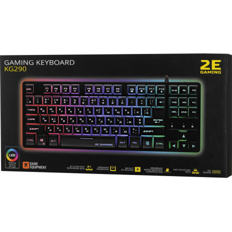 Игровая клавиатура 2E KG290 LED USB 87key Black